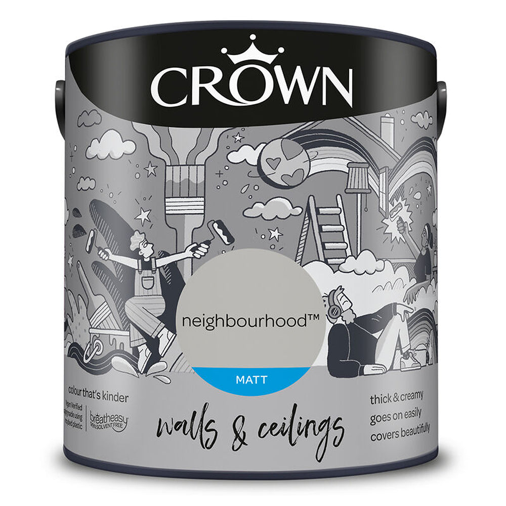 Crown Paint Neighbourhood Matt Emulsion Paint | 2.5L, Walls & Ceilings