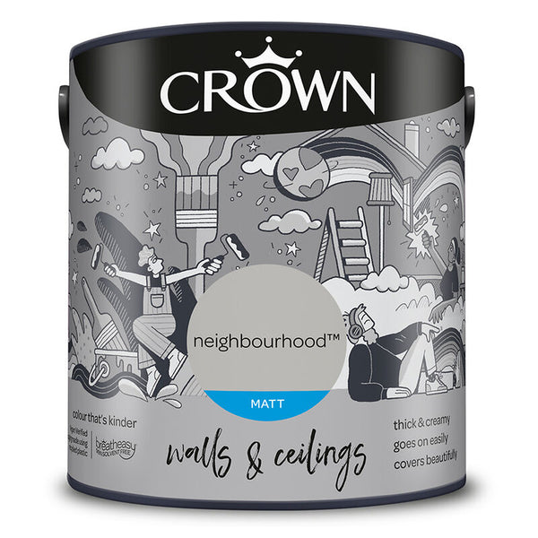 Crown Paint Neighbourhood Matt Emulsion Paint | 2.5L, Walls & Ceilings