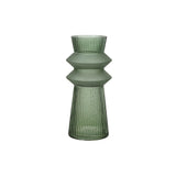 Decoris Two-Tone Ribbed Transparent Glass Vase | Sage Green, 26.5cm
