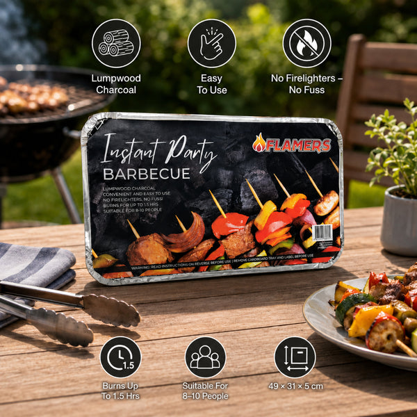 Flamers Instant Party Barbeque - Burns Up To 1.5 Hours