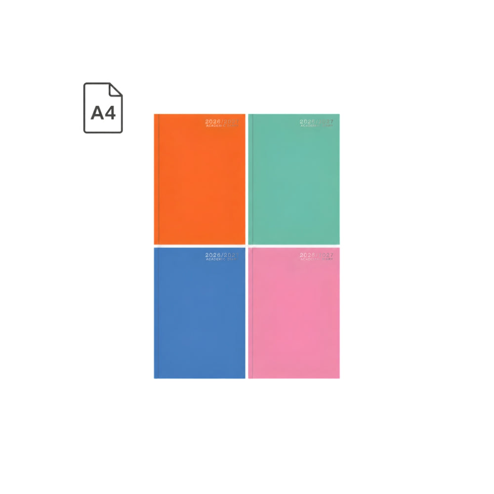 Tallon A4 Day a Page Academic Casebound Diary | Assorted Colours