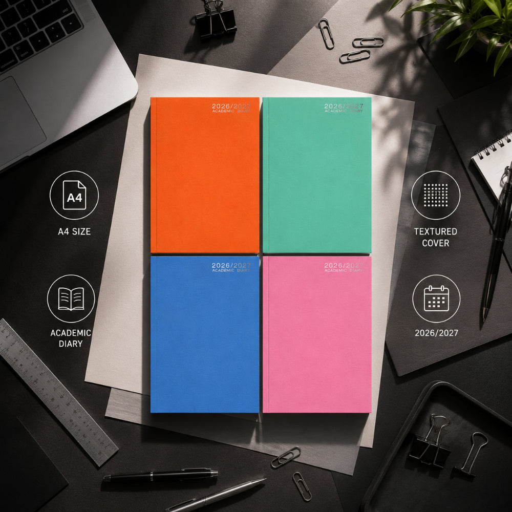 Tallon A4 Day a Page Academic Casebound Diary | Assorted Colours