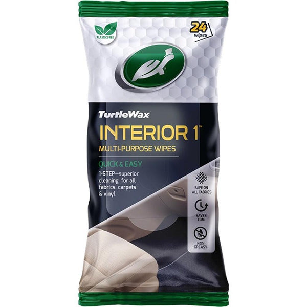 Turtlewax Interior Wipes | Multi-Purpose Non-Greasy Finish | Pack of 24