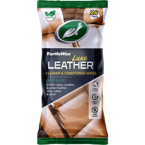 Turtlewax Leather Care Wipes | Triple Action | Pack of 24