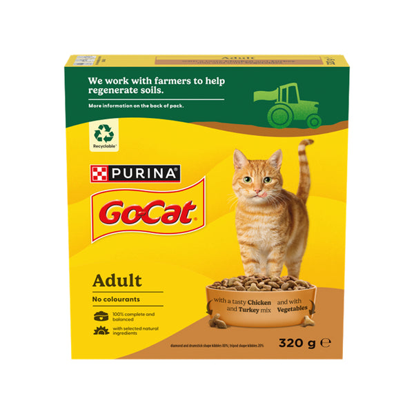 Purina Go Cat Turkey, Chicken and Vegetable Dry Cat Food | 320g