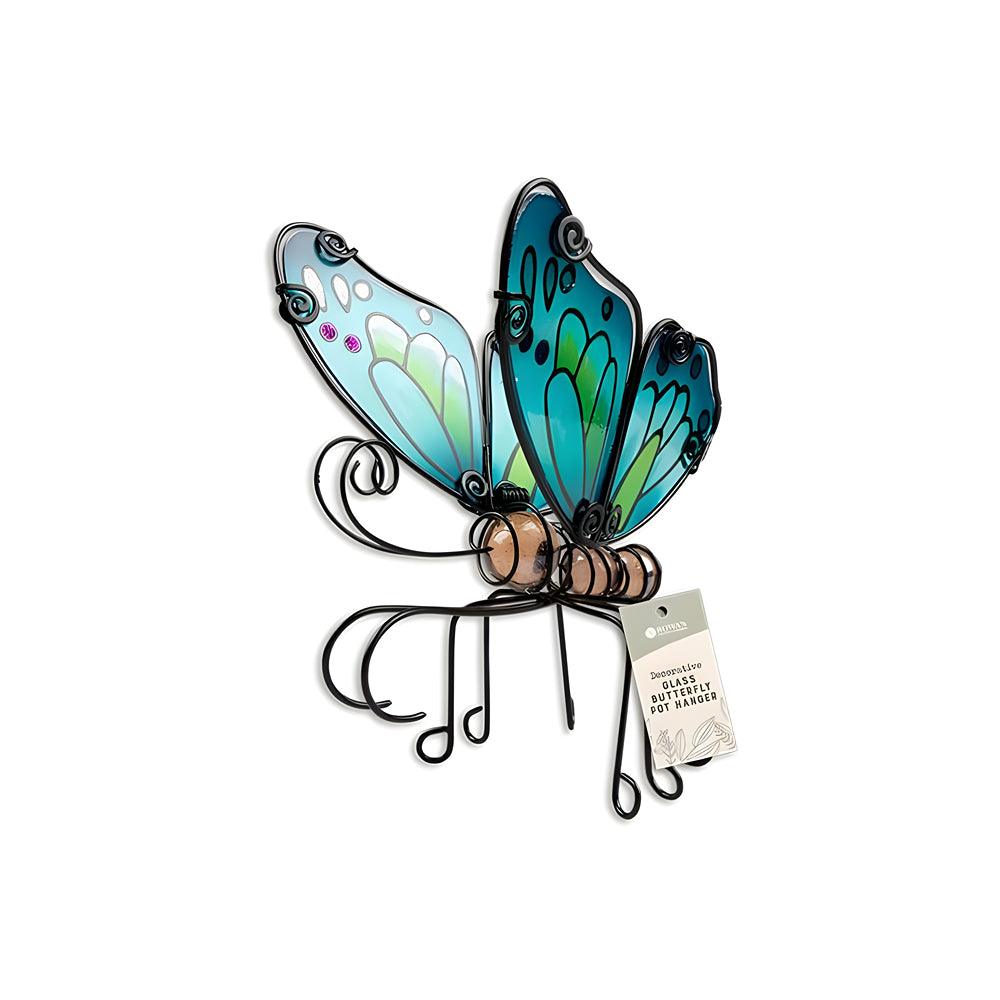 Rowan Decorative Glass Butterfly Pot Hanger | Assorted Colour | 17cm