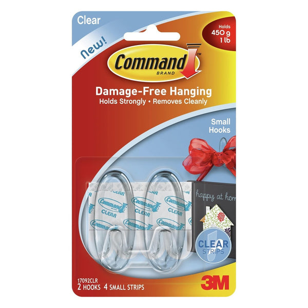 Command Small Clear Hooks - Damage-Free - 450g Capacity