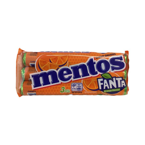 Mentos Fanta Orange Chewy Sweets | Pack of 3, 112.5g, Rolls, Fizzy Flavour