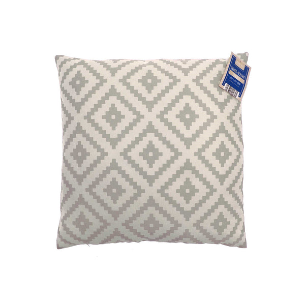 Country Club Geo Diamond Print Outdoor Cushion | 43 x 43cm, Grey/White