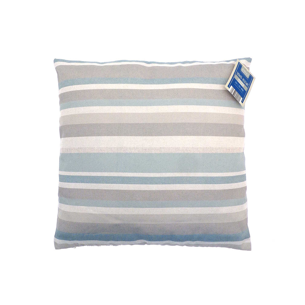 Country Club Striped Outdoor Cushion | Blue, Grey and White, 43 x 43cm
