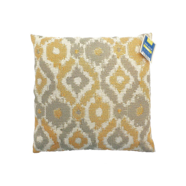 Country Club Ikat Geometric Outdoor Cushion | Mustard/Grey, 43 x 43cm