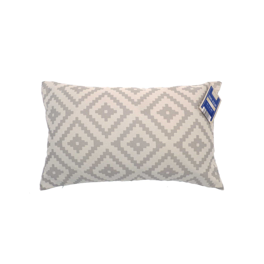Country Club Geo Natural Outdoor Bolster Cushion | 30 x 50cm, Grey