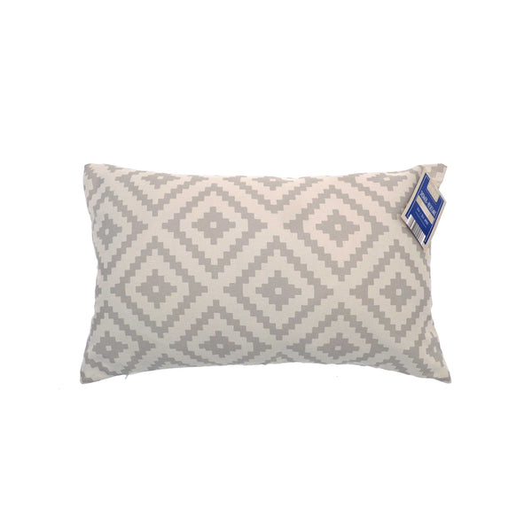 Country Club Geo Natural Outdoor Bolster Cushion | 30 x 50cm, Grey