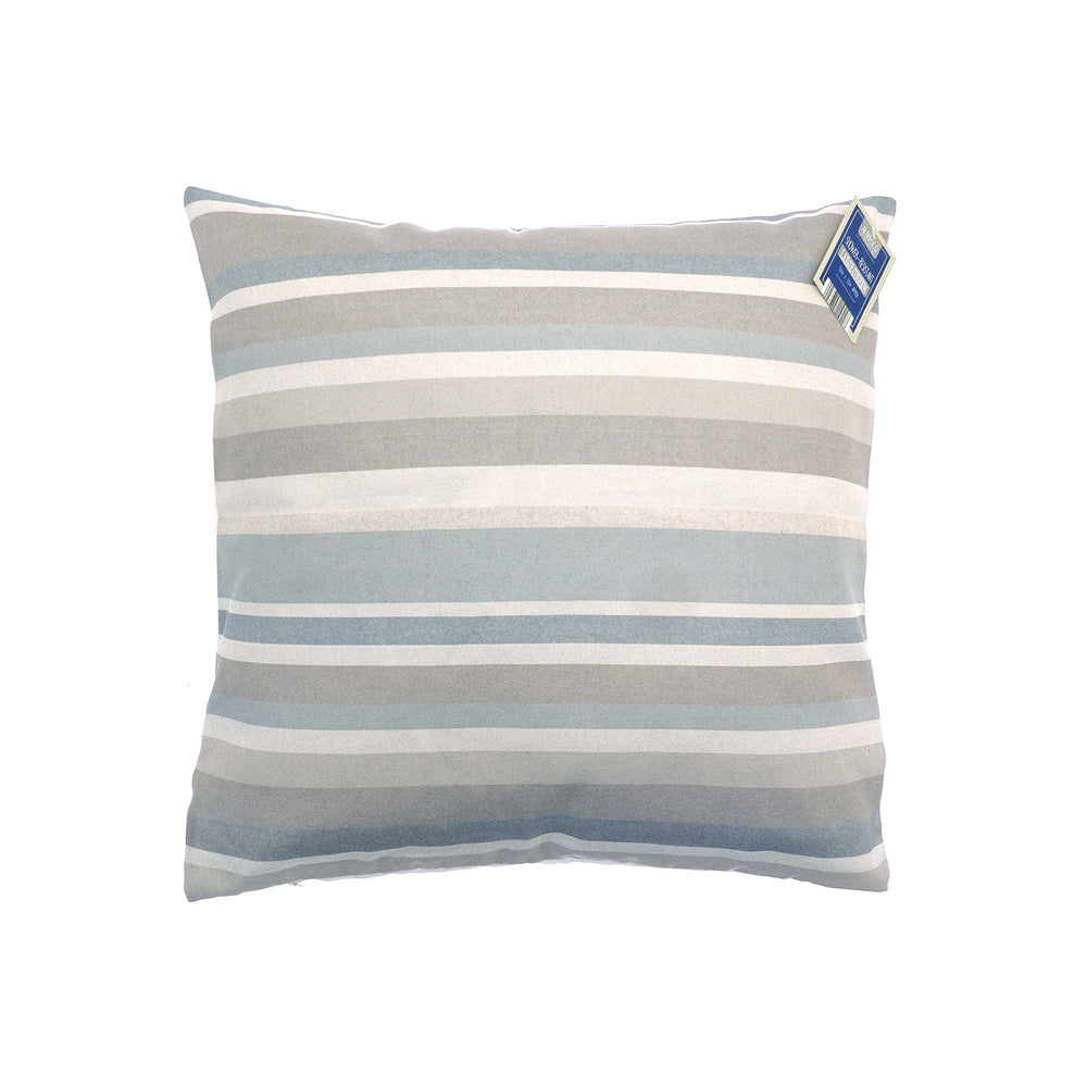 Country Club Striped Outdoor Cushion | 53 x 53cm, Grey, Blue and White