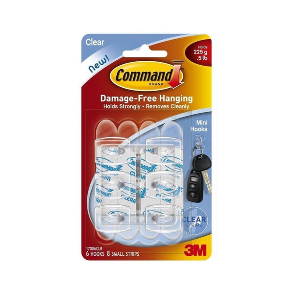 Command Damage-Free Mini Hooks | 6pk, Supports up to 225 grams
