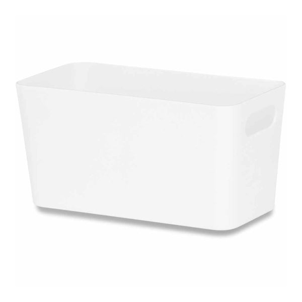 Studio Rectangular Storage Basket | Ice White, Open Top, Side Handles