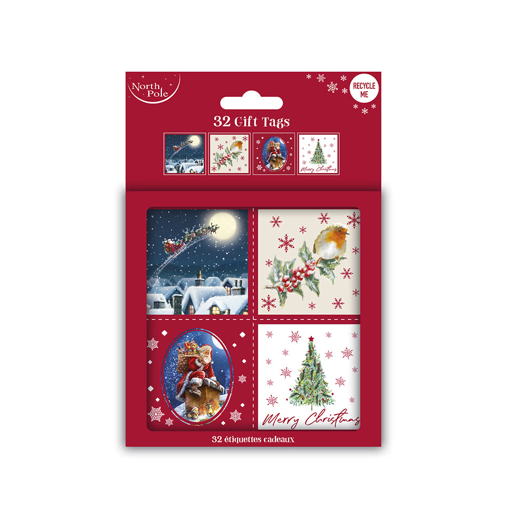 christmas traditional design gift tags - pack of 32