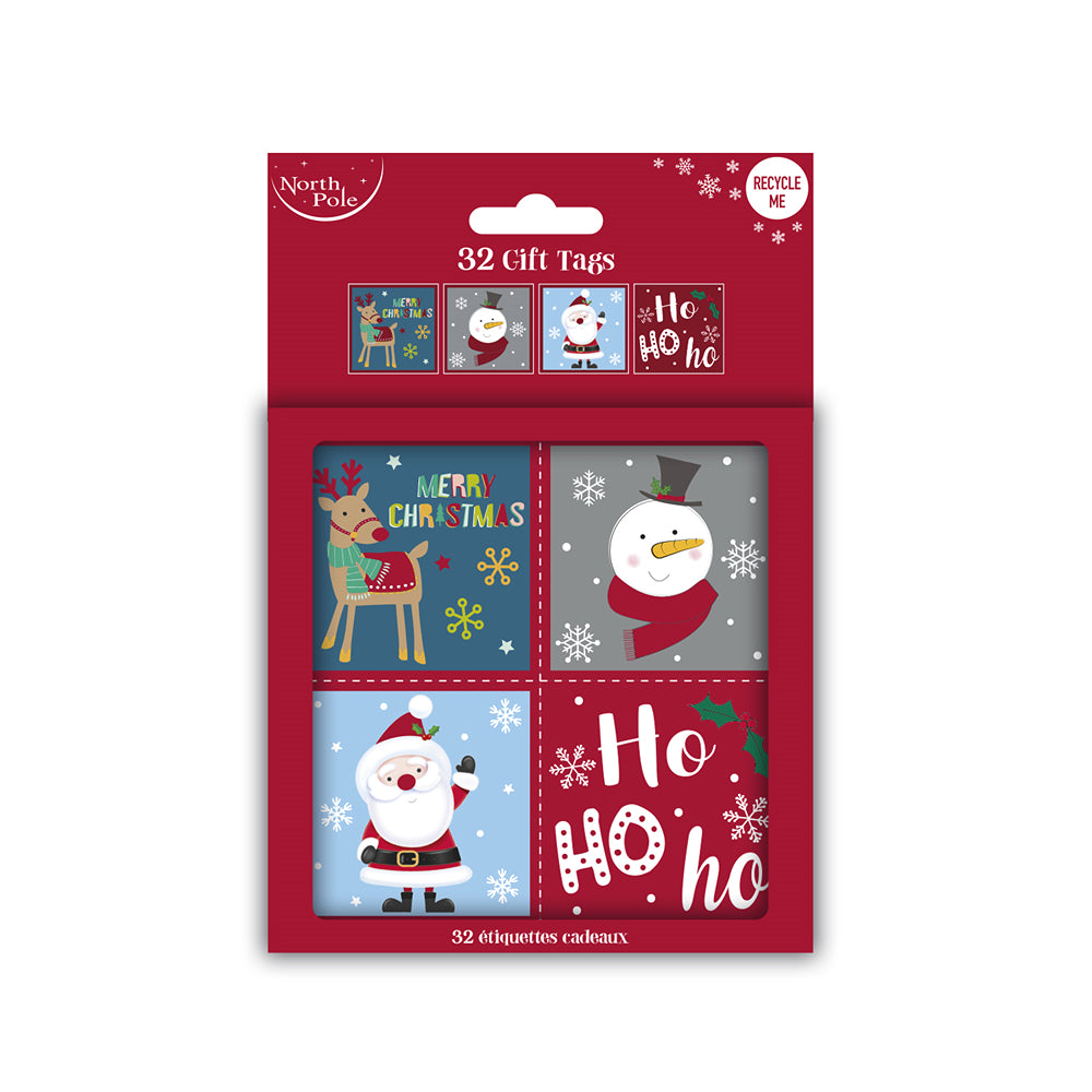 christmas cartoon character gift tags - pack of 32