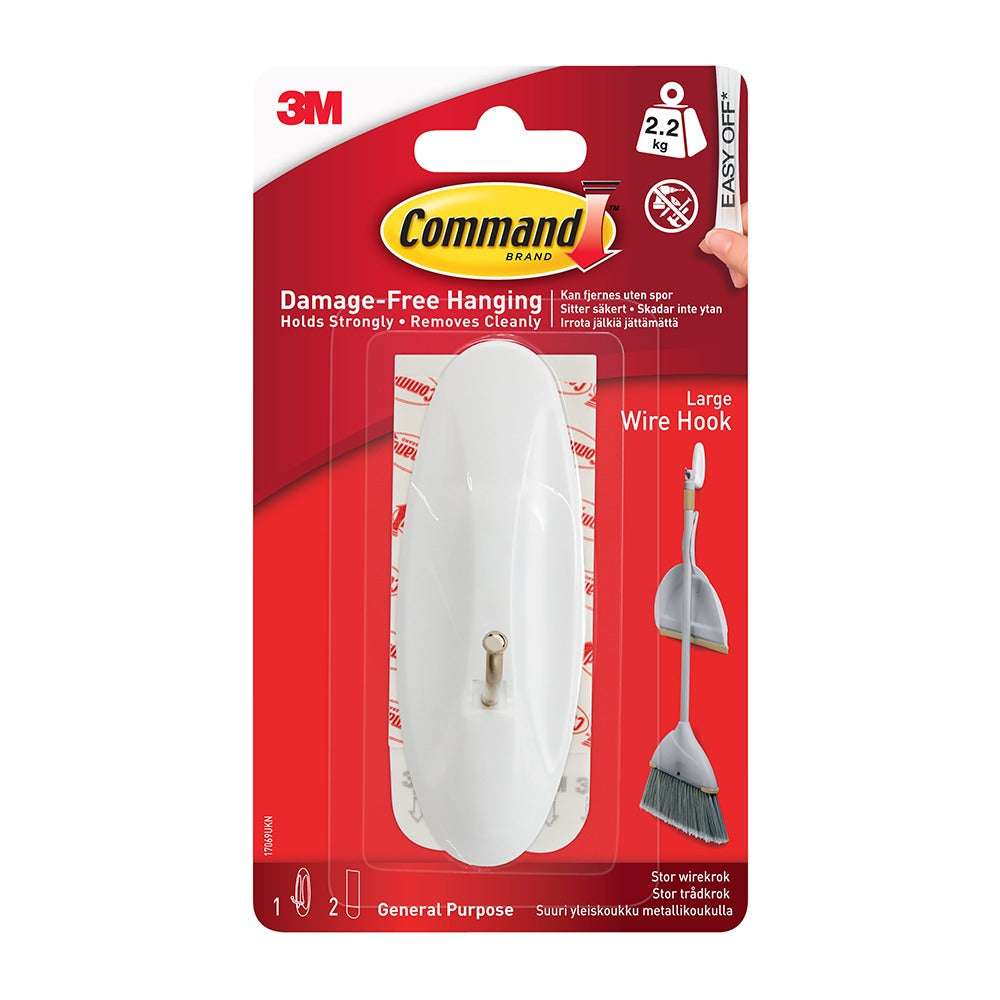 Command 3M Large Wire Hook | Damage-Free Hanging up to 2.2 kg