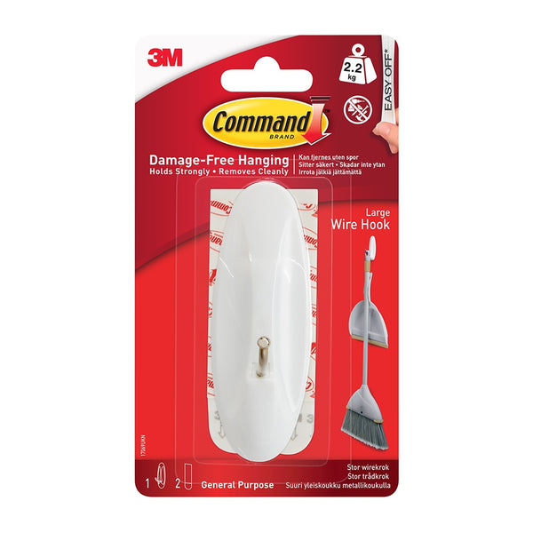 Command 3M Large Wire Hook | Damage-Free Hanging up to 2.2 kg