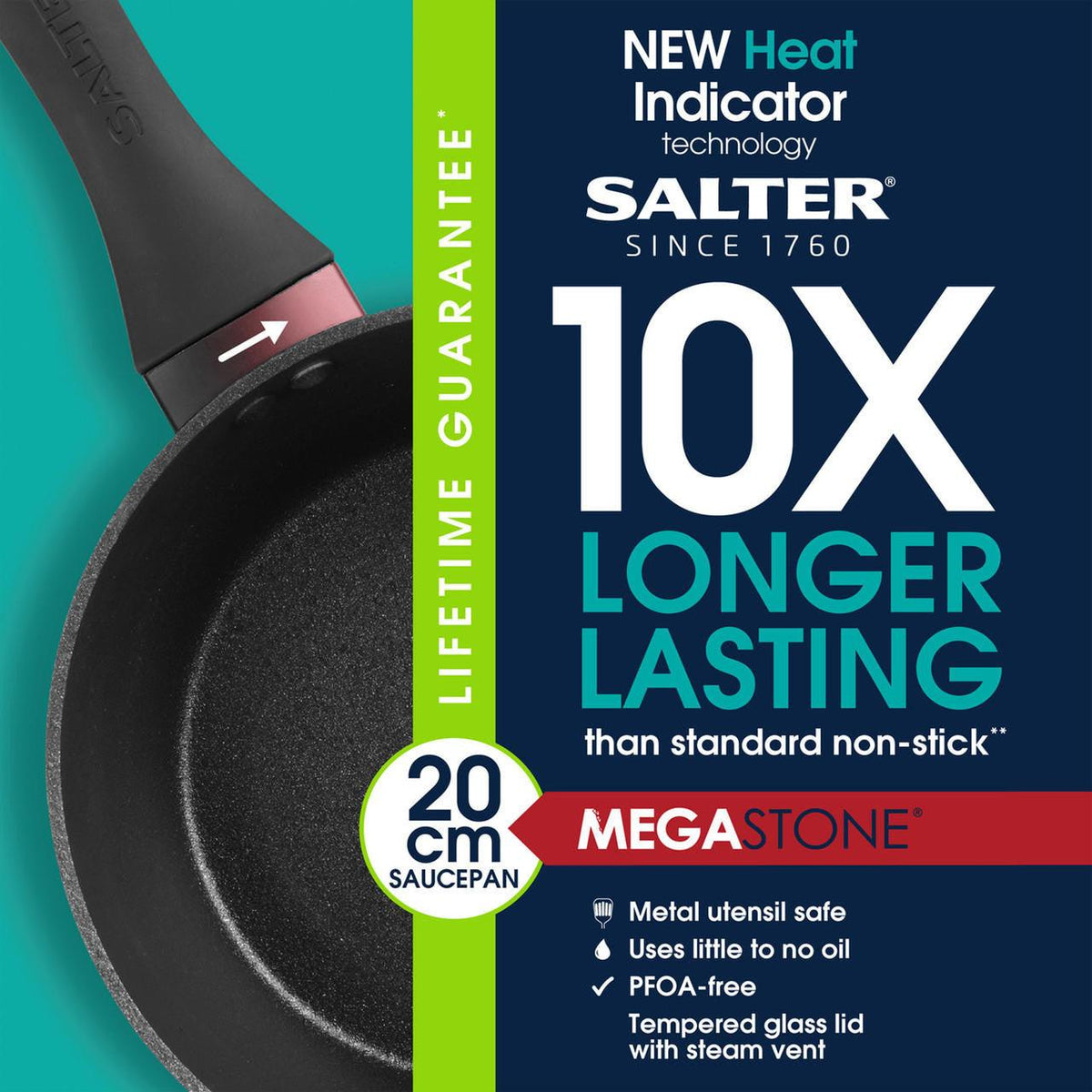 Salter Megastone Thermo Collar Saucepan | 20cm - Choice Stores
