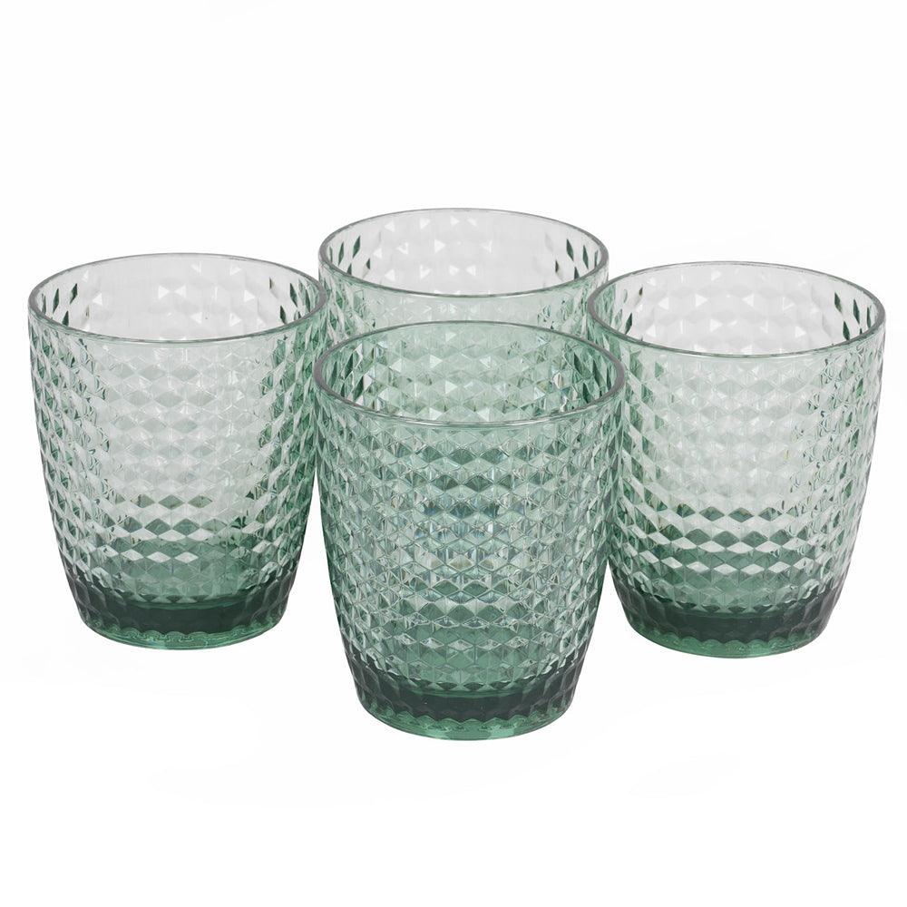 Cambridge Diamond Effect Plastic Tumblers Green | Pack of 4 - Choice Stores
