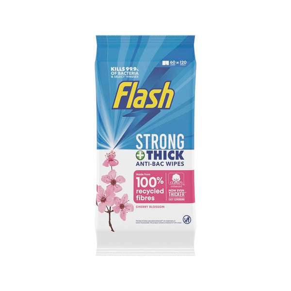 Flash Antibacterial Wipes | Cherry Blossom Scent, Pack of 120