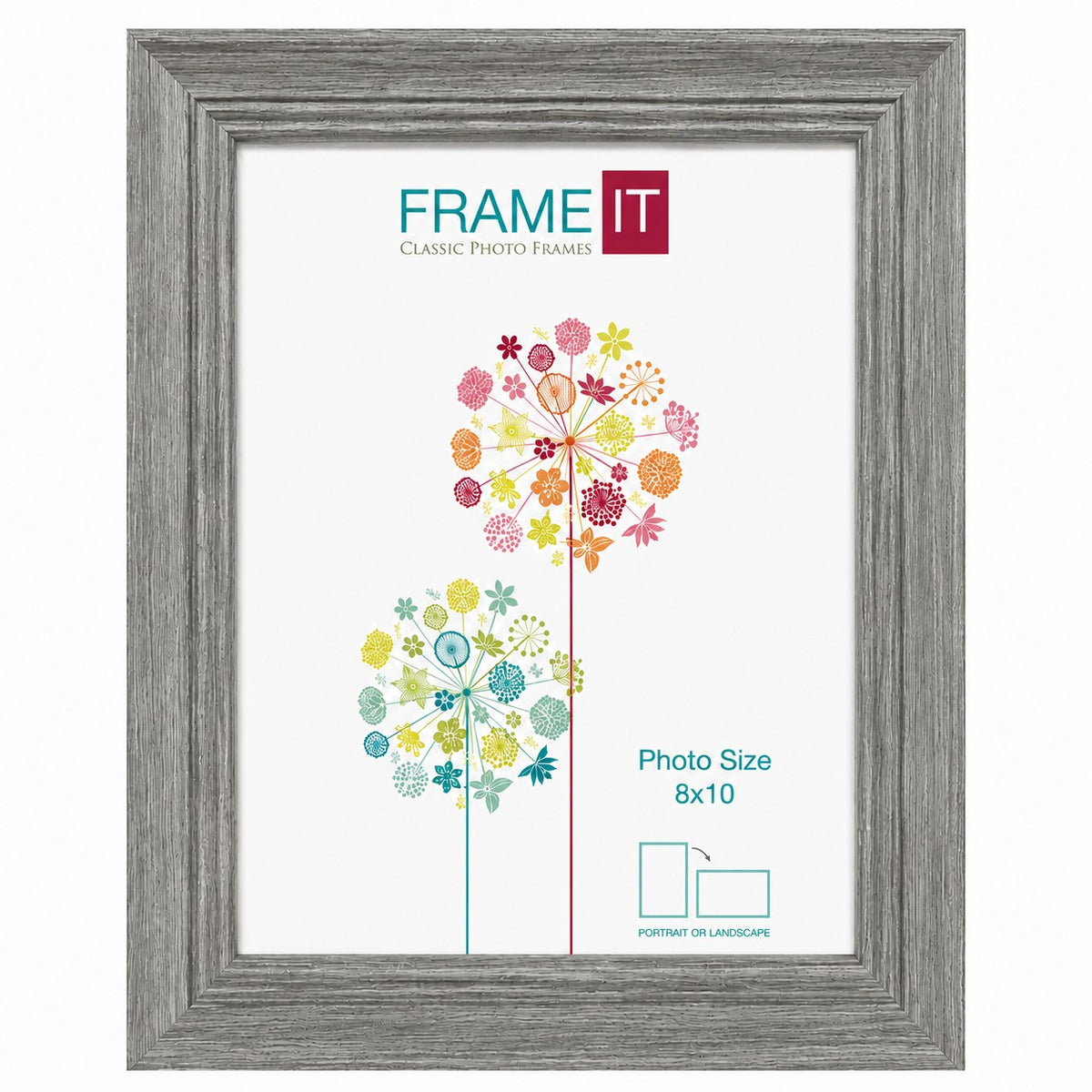 Frame It Nessa Grey Wood-Effect Photo Frame | 8 x 10, Wide Profile