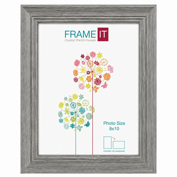 Frame It Nessa Grey Wood-Effect Photo Frame | 8 x 10, Wide Profile