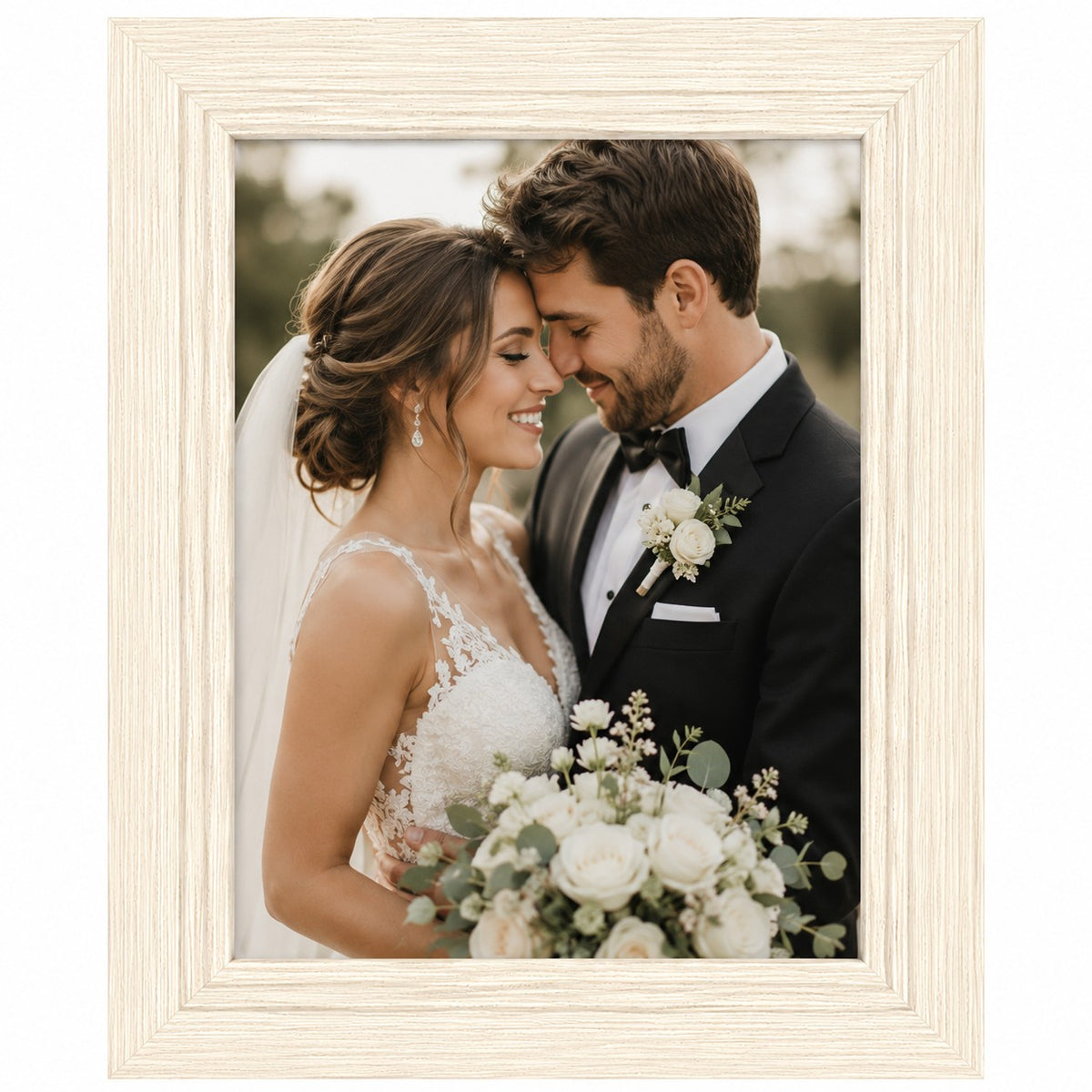 Frame It Millie Cream Woodgrain Photo Frame | 5 x 7 Inch, Dual Orientation
