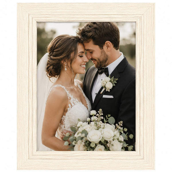 Frame It Millie Cream Woodgrain Photo Frame | 5 x 7 Inch, Dual Orientation
