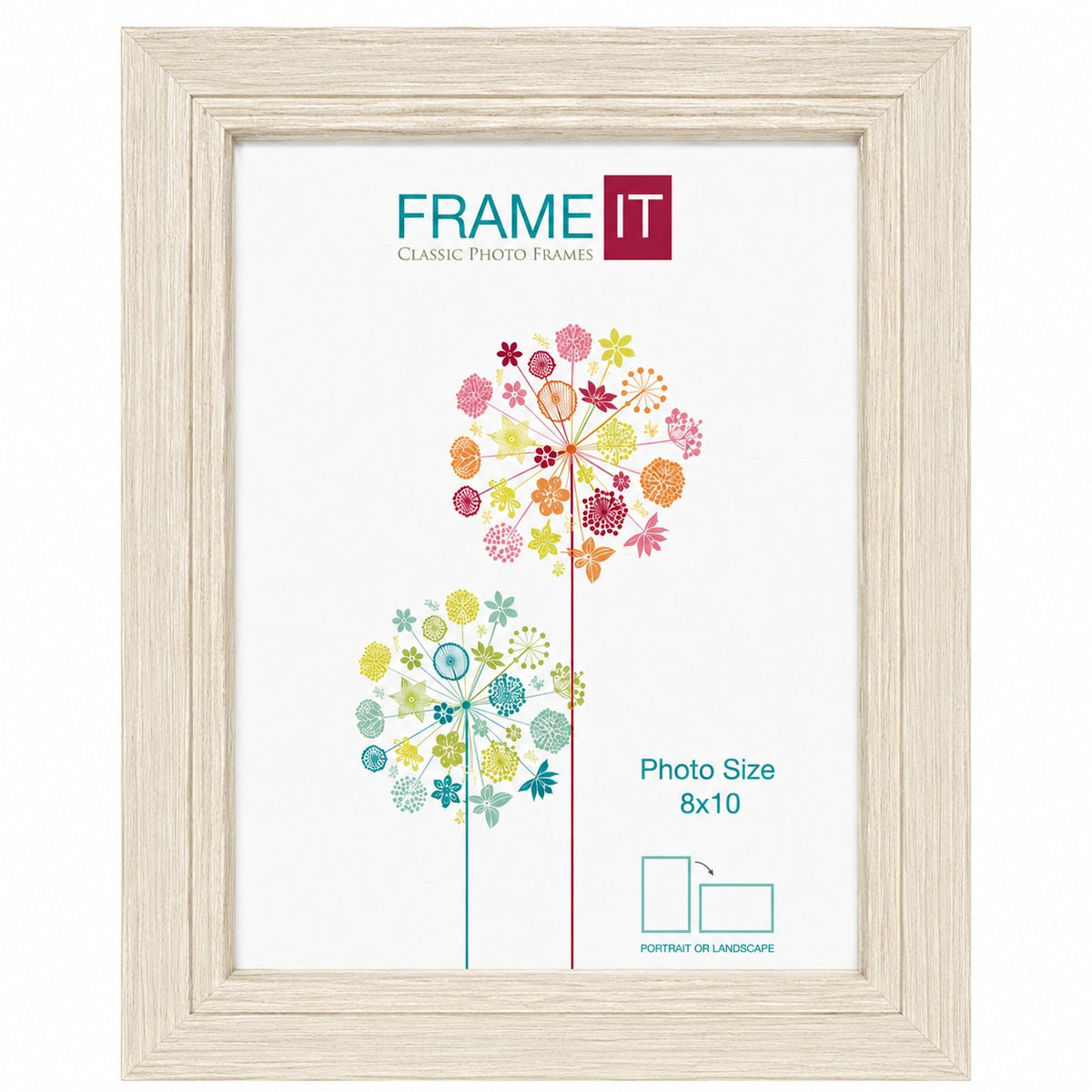 Frame It Millie Cream Woodgrain Photo Frame | 8 x 10, Bevelled Edges