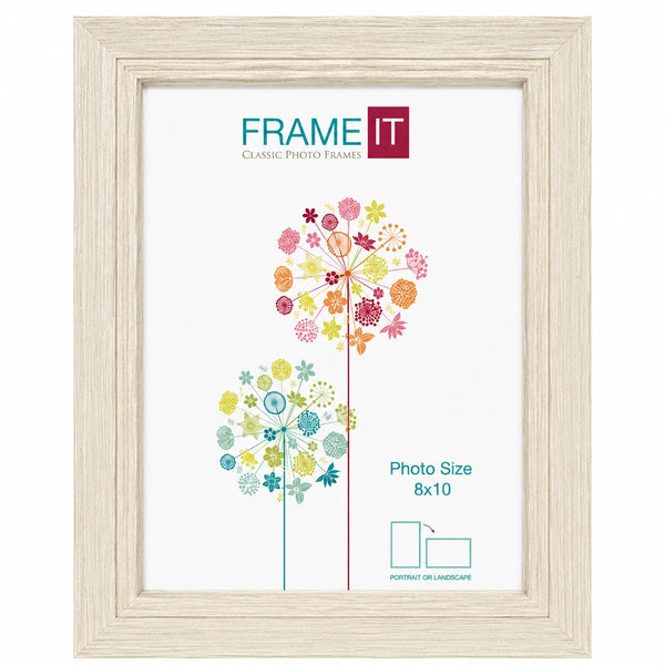 Frame It Millie Cream Woodgrain Photo Frame | 8 x 10, Bevelled Edges