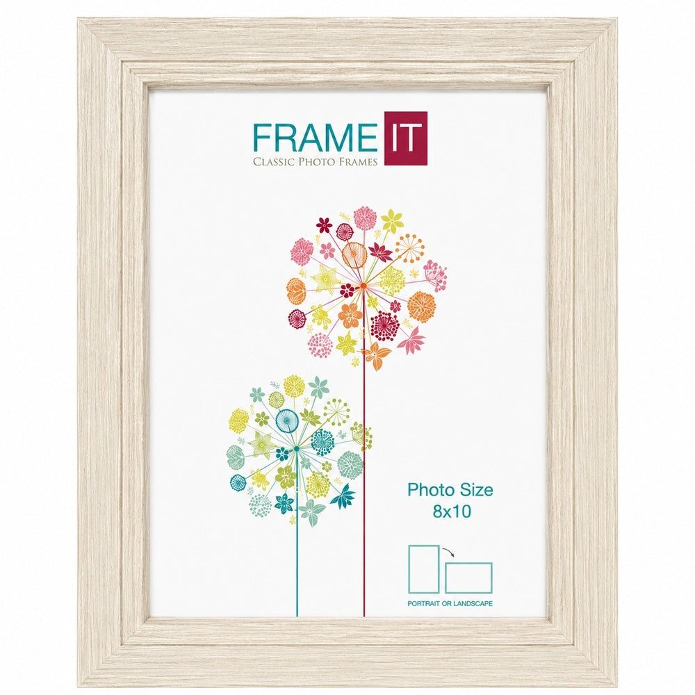 Frame It Millie Cream Woodgrain Photo Frame | 8 x 10, Bevelled Edges