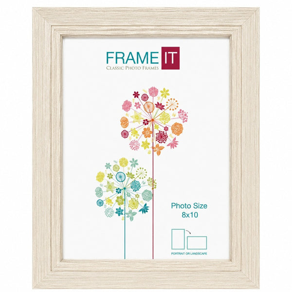Frame It Millie Cream Woodgrain Photo Frame | 8 x 10, Bevelled Edges