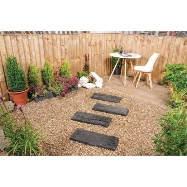 Rustic Sleeper Charcoal Garden Stepping Stone | Rectangular Plank