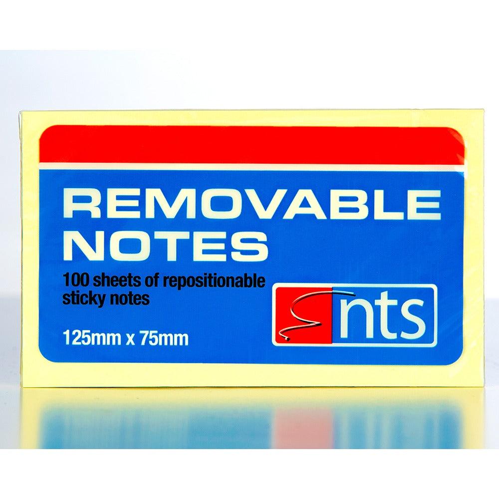 NTS Yellow Removable Sticky Notes | 125mm x 75mm | 100 Sheets
