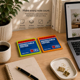 Neon Removable Sticky Notes | 75 x 75mm, 100 Sheets, Assorted Colours