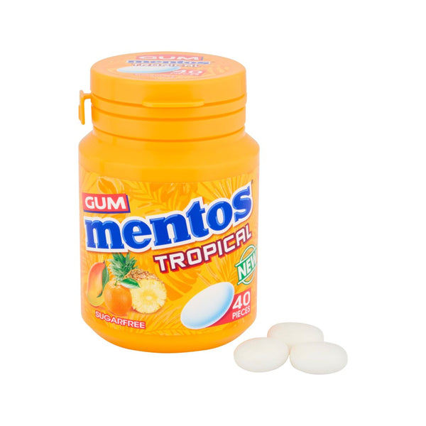Mentos Tropical Sugarfree Chewing Gum | Pineapple, Mango and Orange, 40 Pieces