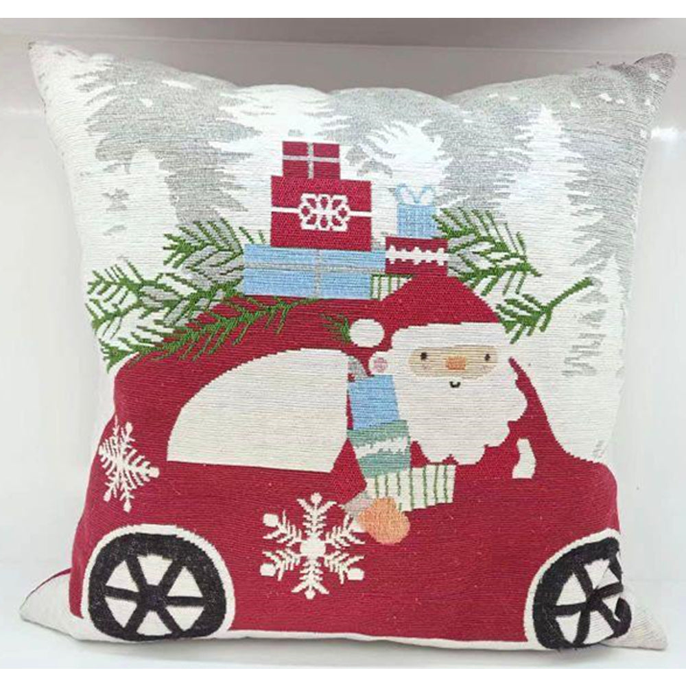 Christmas Santa in Car Cushion Cover | Assorted Designs and Colours, Square