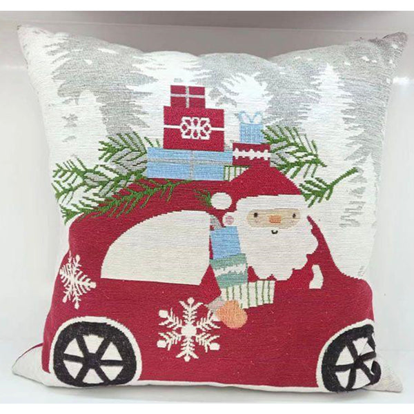 Christmas Santa in Car Cushion Cover | Assorted Designs and Colours, Square