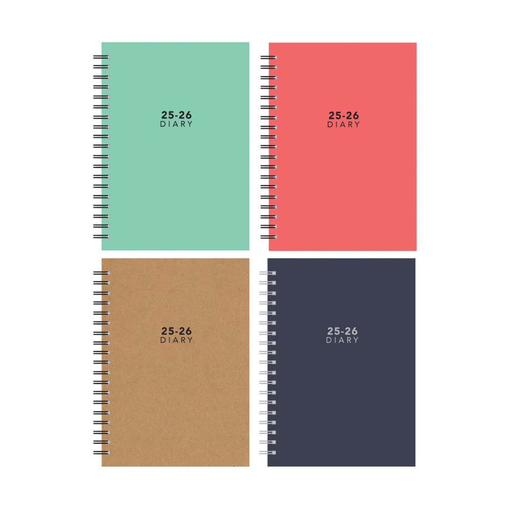 Academic A5 Wirebound Non-Scratch Diary | 2025-2026, Assorted Colours