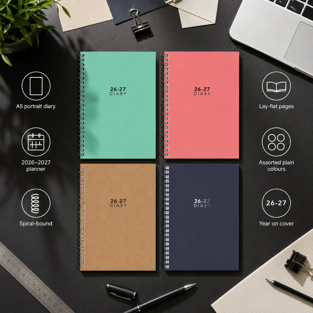 Tallon Academic A5 Wirebound Diary - 2026-2027 - Assorted Colours