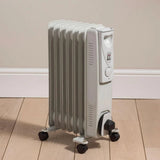 Daewoo Mini Oil Filled Radiator | 7 Fin White Heater | 1500W