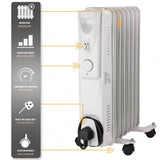 Daewoo Mini Oil Filled Radiator | 7 Fin White Heater | 1500W