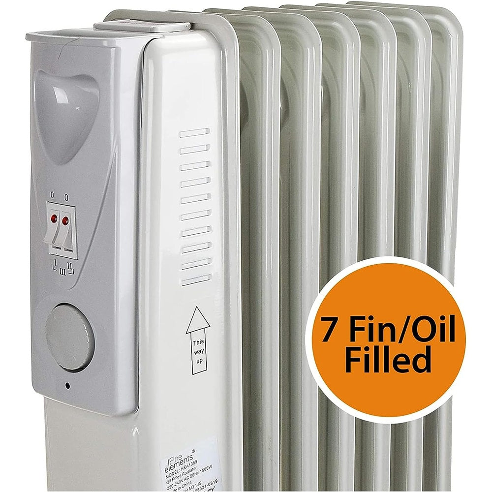 Daewoo Mini Oil Filled Radiator | 7 Fin White Heater | 1500W