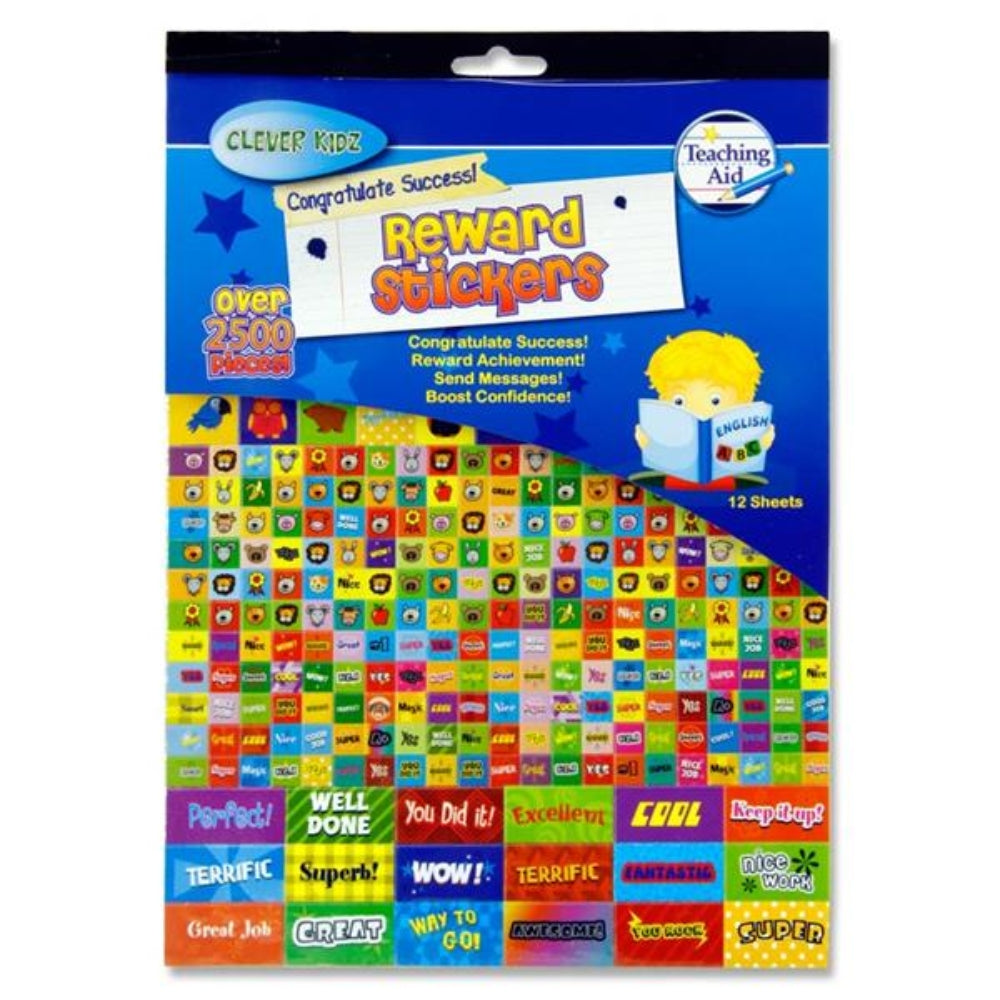 Clever Kidd Deluxe Reward Sticker Pad | 2500+ Stickers | 12 Sheets