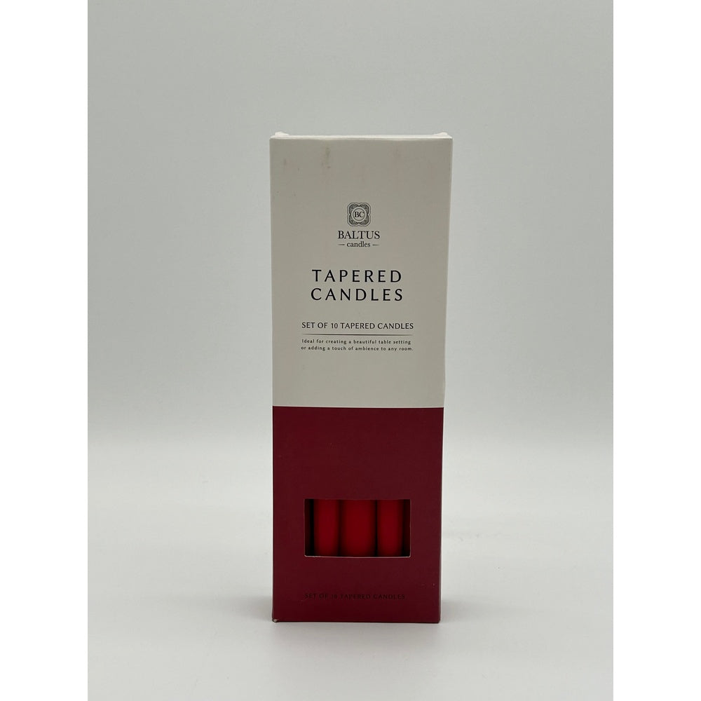 Red Unscented Tapered Candles - 10 Pack
