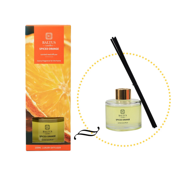 Baltus Spiced Orange Luxury Reed Diffuser | 100ml, Black Reeds