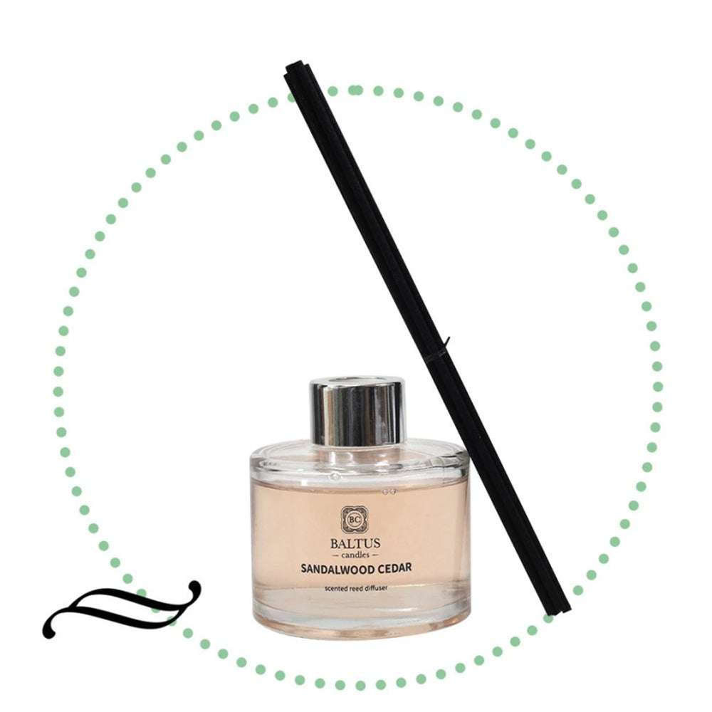 Baltus Sandalwood and Cedar Reed Diffuser | 100ml, Black Reeds